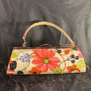 Vibrant Floral Embroidered Clutch